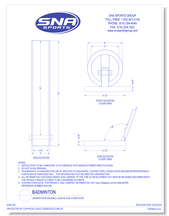 Badminton/Pickleball Sleeve and Cover Plate