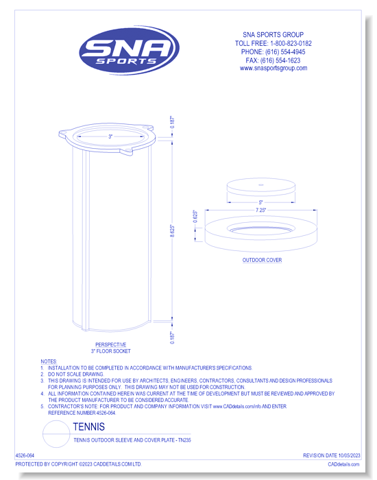 Tennis Outdoor Sleeve and Cover Plate - TN235