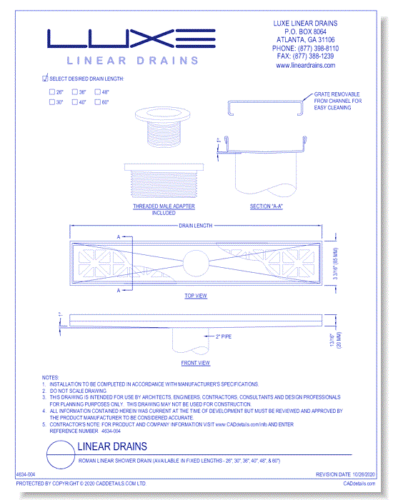 Roman Linear Shower Drain