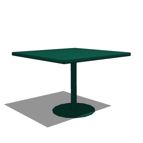 Disk Base Café Table: 36 or 42 Inch Square, Steel Disk Pedestal Base