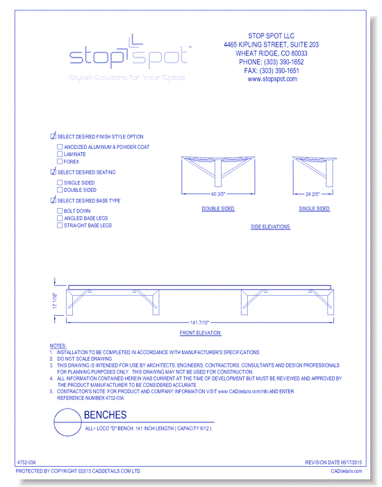 LOCO "D" Bench: 141 Inch Length ( Capacity 6/12 )