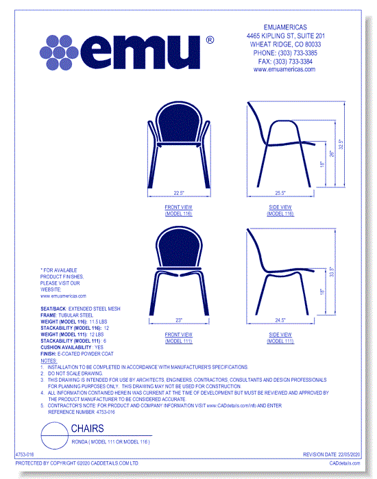 Chair: Ronda ( Model 111 or Model 116 )