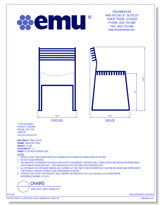 Side Chair: Aero ( Model 027 )