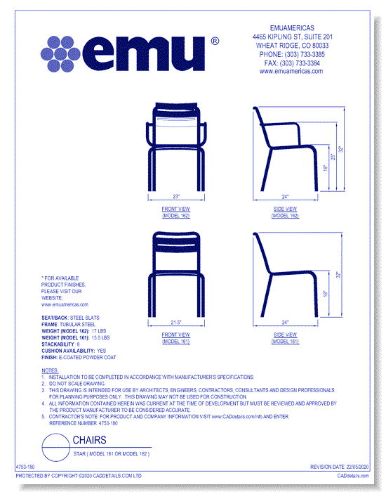 Chair: Star ( Model 161 or Model 162 )