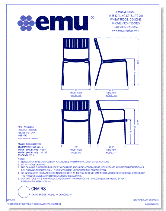 Chair: Bridge ( Model 146 or Model 147 )