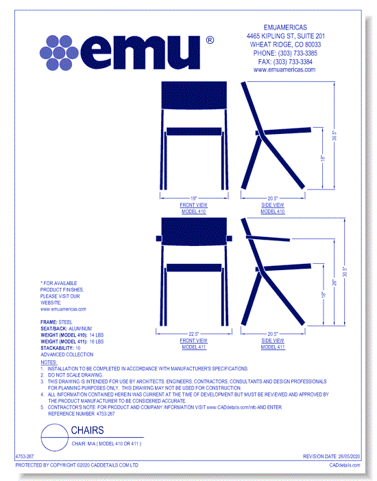 Chair: Mia ( Model 410 or 411 )