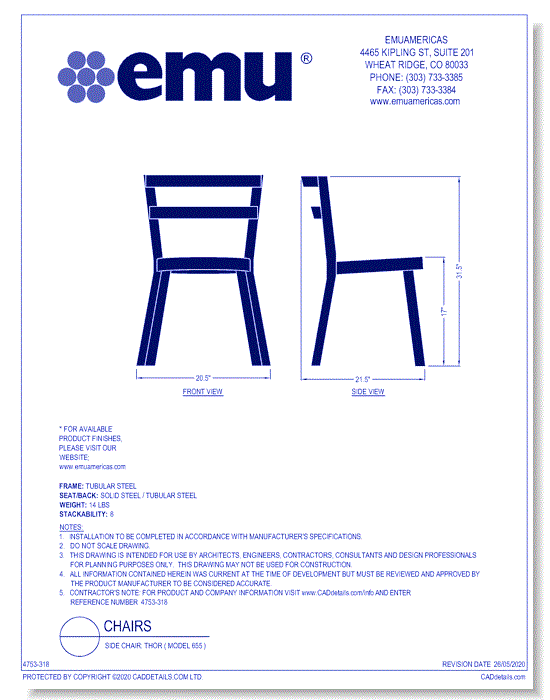 Side Chair: Thor ( Model 655 )