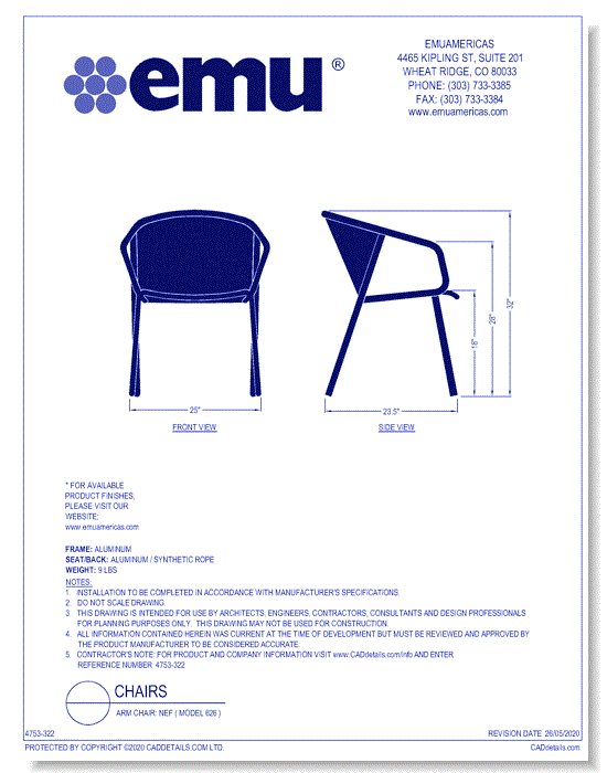 Arm Chair: Nef ( Model 626 )