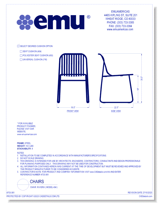 Chair: Riviera ( Model 434 )