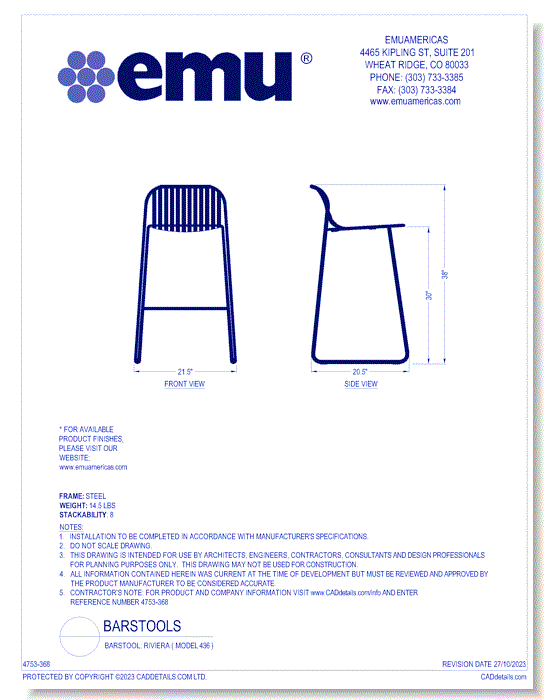 Barstool: Riviera ( Model 436 ) 