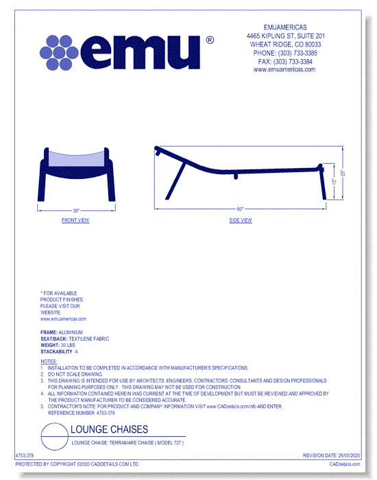 Lounge Chaise: Terramare Chaise ( Model 727 )