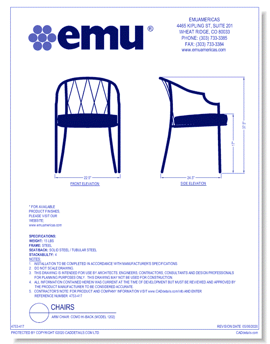 Arm Chair: Como HI-Back (Model 1202)