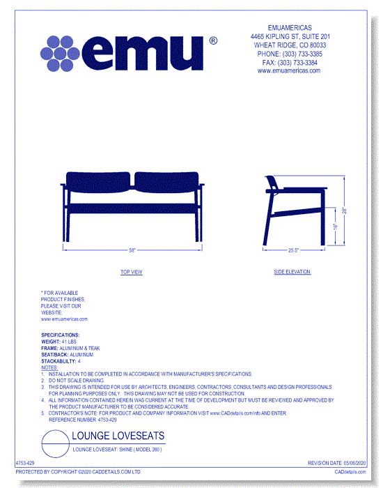 Lounge Loveseat: Shine ( Model 260 )