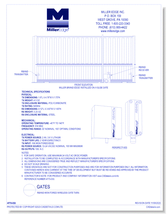 RBAND Monitored Wireless Gate TX/RX