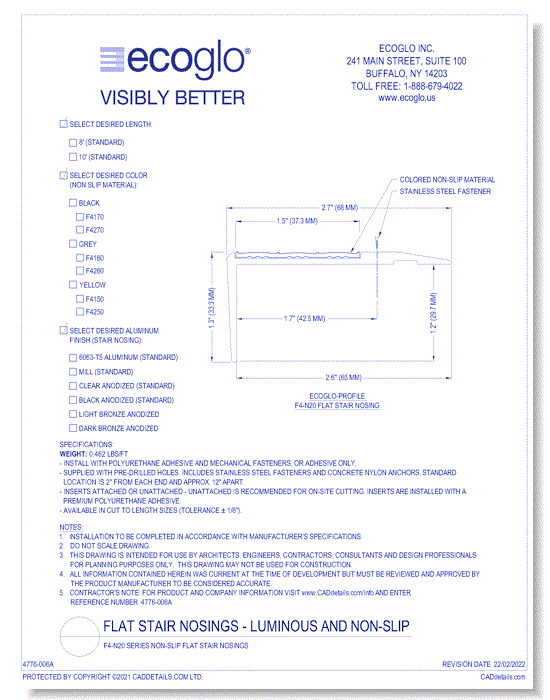 F4-N20 Series Non-Slip Flat Stair Nosings