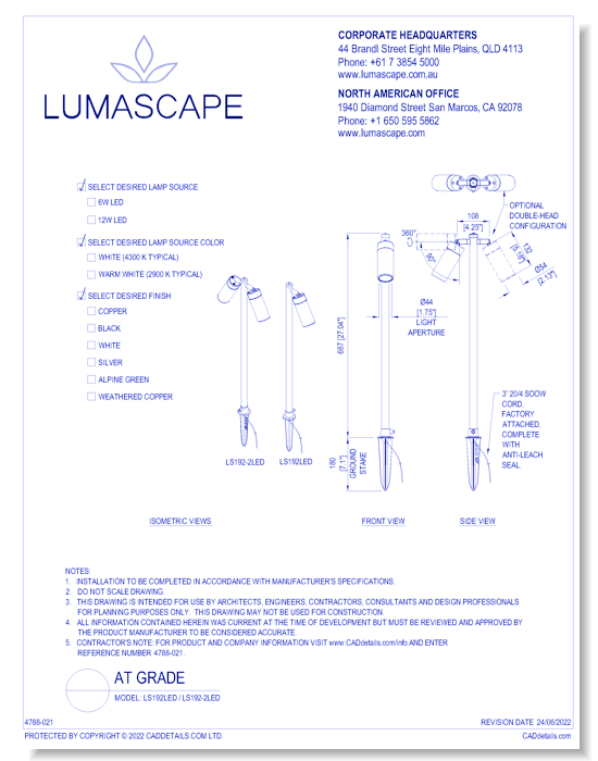 At Grade Lighting - Model: LS192LED / LS192-2LED