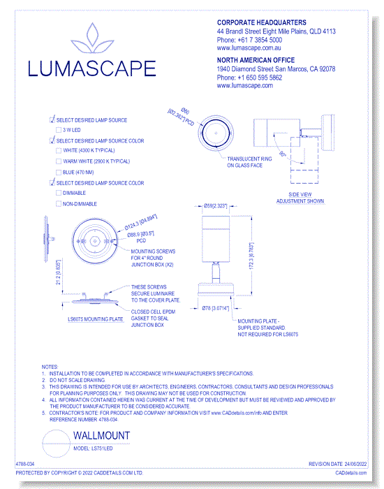 Wallmount Lighting - Model: LS751LED