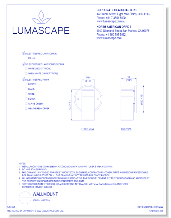 Wallmount Lighting - Model: LS201LED