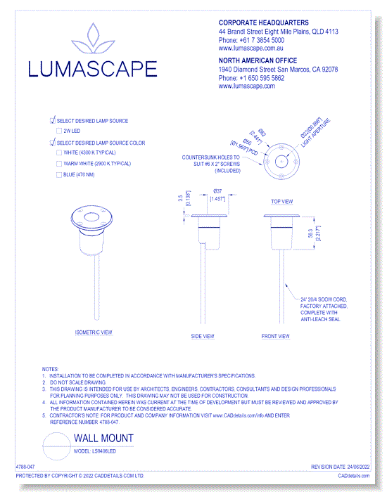 Wallmount Lighting - Model: LS9406LED