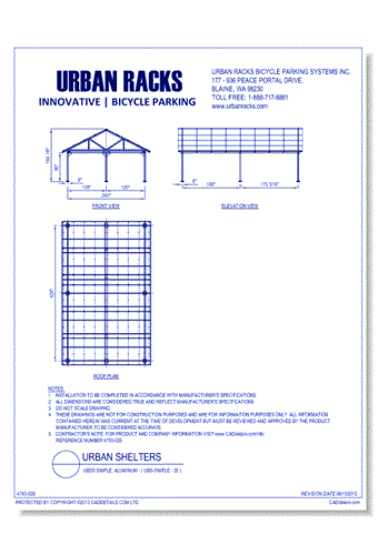 Urban Racks Shelter: UBSS Simple, Anodized Aluminum -  ( UBS-OpenShelter-35 )