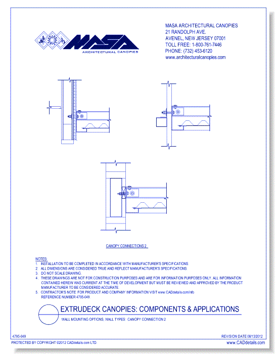 Wall Mounting Options, Wall Types: Canopy Connection 2