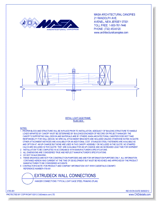 Hanger Connections: Typical Light Gage Steel Framing (Plan)