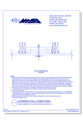Hanger Connections: Typical Light Gage Steel Framing (Plan)