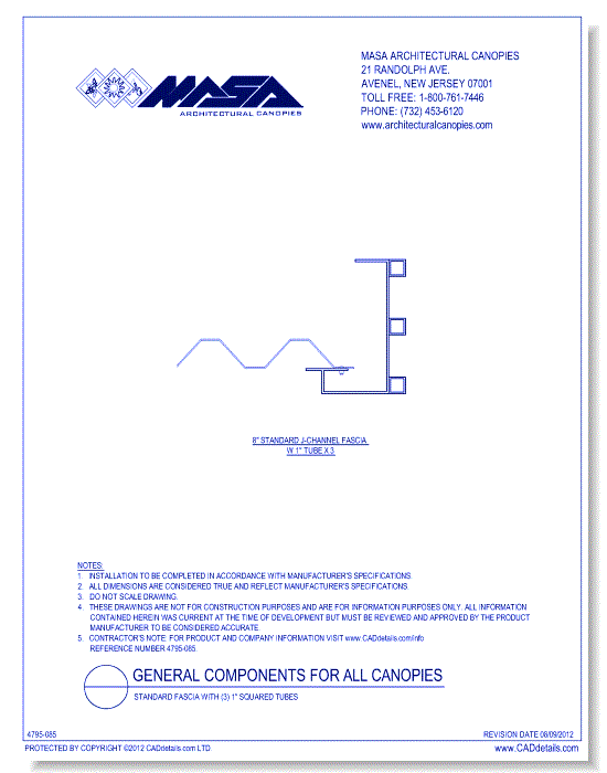 Standard Fascia with (3) 1" Squared Tubes