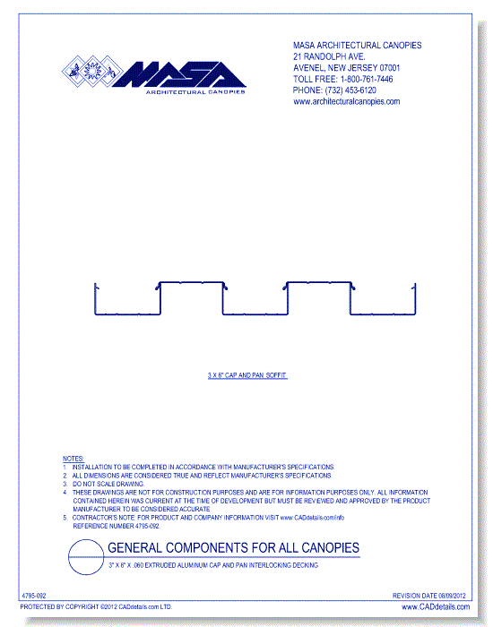 3" x 6" x .060 Extruded Aluminum Cap and Pan Interlocking Decking