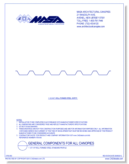 1 1/2" x 6" Roll Formed Steel Standard Profile