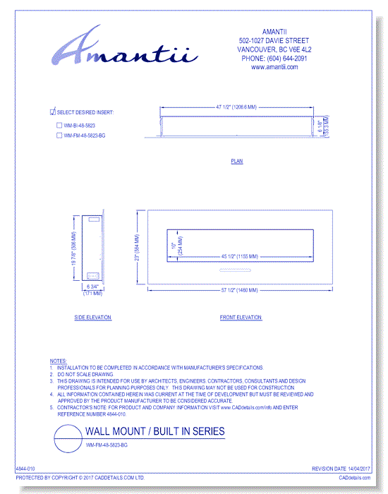 Wall Mount / Built In Series: WM-FM-48-5823-BG