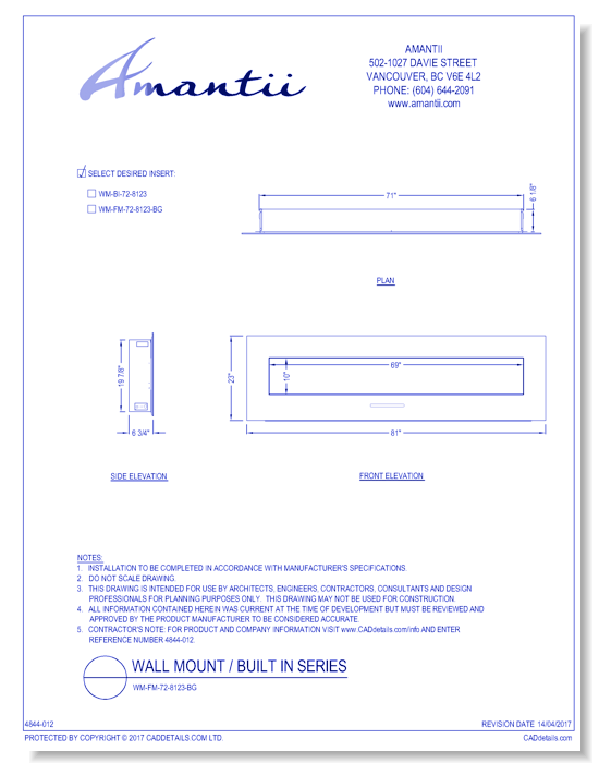 Wall Mount / Built In Series: WM-FM-72-8123-BG