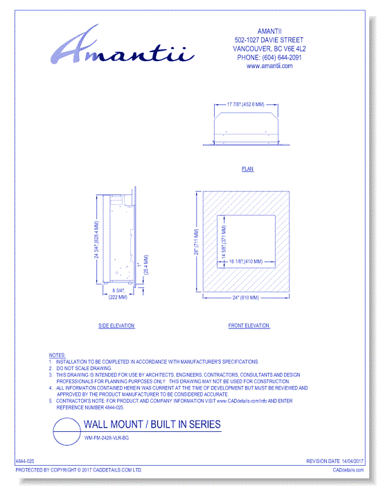 Wall Mount / Built In Series: WM-FM-2428-VLR-BG