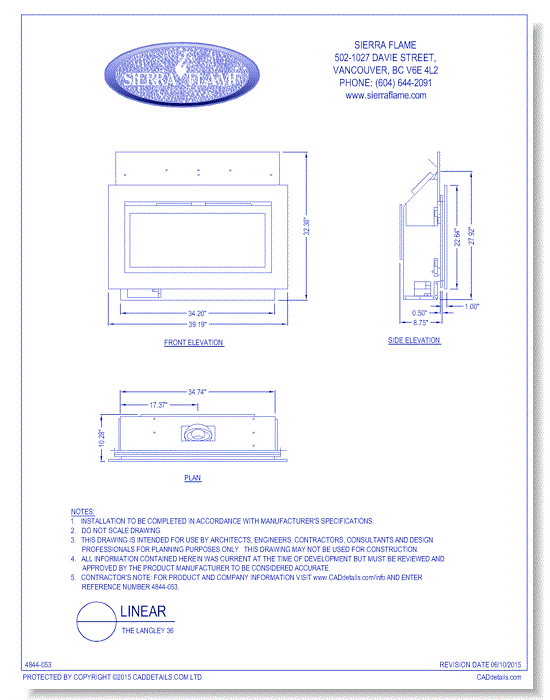 Linear Gas Fireplace: The Langley 36