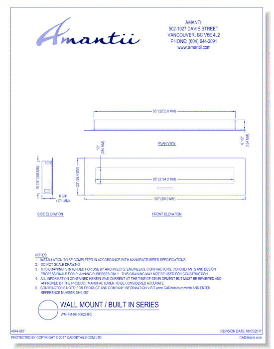 Wall Mount / Built In Series: WM-FM-88-10023-BG