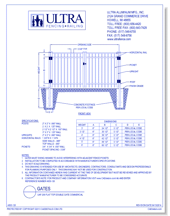 UAF-200 Flat Top Double Gate Commercial