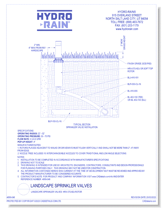 Landscape Sprinkler Valves: HRX 075-ADJ Rotor