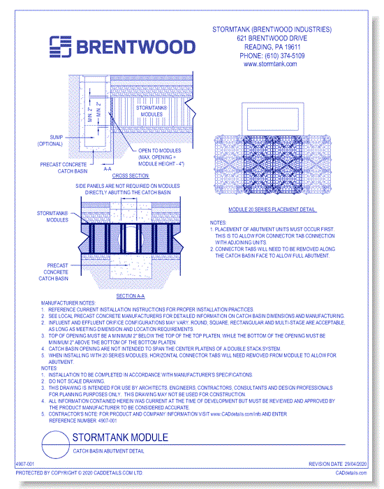 StormTank Module: Catch Basin Abutment Detail