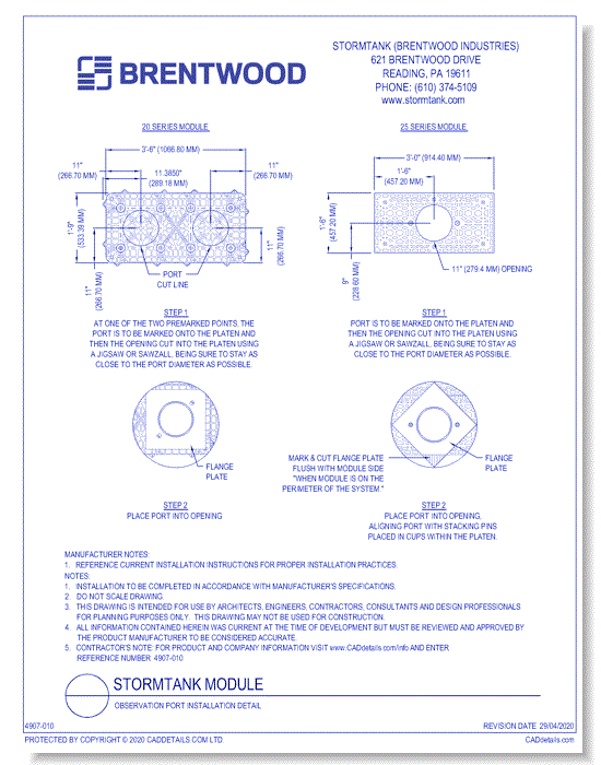 StormTank Module: Observation Port Installation Detail