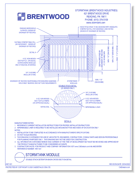 StormTank Module: Double-Stack Detention Basin Cross-Section Detail