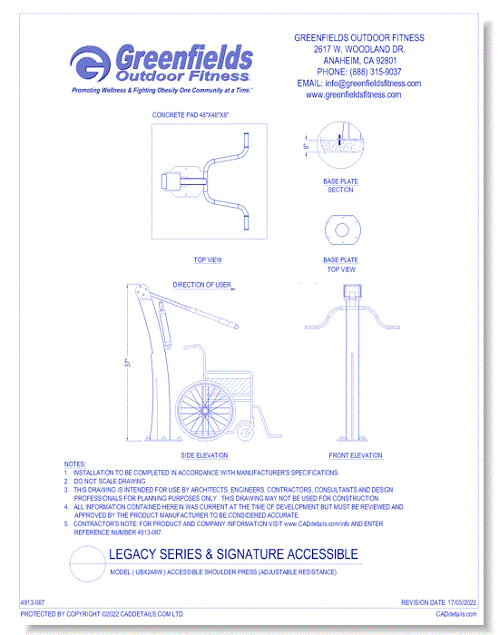 Legacy Series: Model ( UBX248W ) Accessible Shoulder Press (Adjustable Resistance)