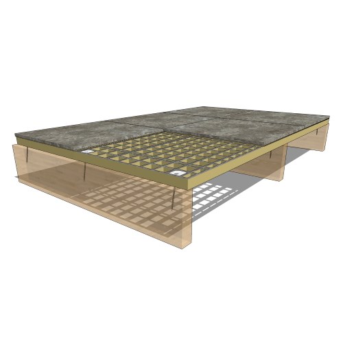 GRATEDEX®: PK01–fastened structural floor on open joist framing for trowel bond thin-gauged stone tile