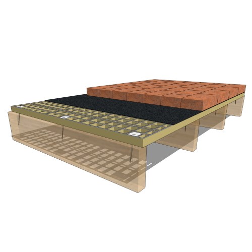 GRATEDEX®: PK03–fastened structural floor on open joist framing for dry-lay pavers