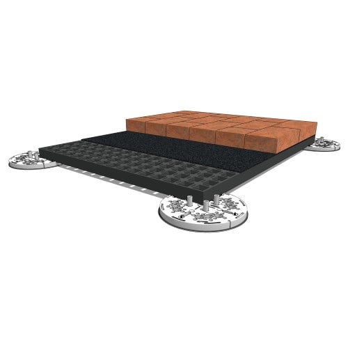 elePHOOT®: PK33–interlocked structural floor over bearing surface on pedestal plate for dry-lay pavers