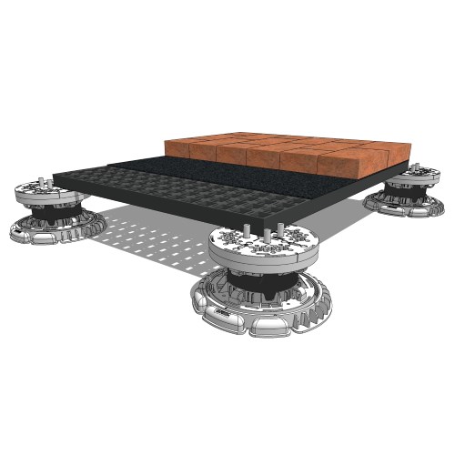 elePHOOT®: PK43-1/2"-24" high with screw adjust riser pipe pedestal access floor over waterproofing with dry-lay pavers