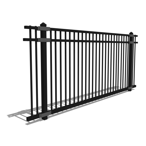 Gyms For Dogs - Doggie DVR Series Fence - Decorative Vertical Rail / Architectural Style Dog Park Fence - Black Framed Fence with Post and Hardware