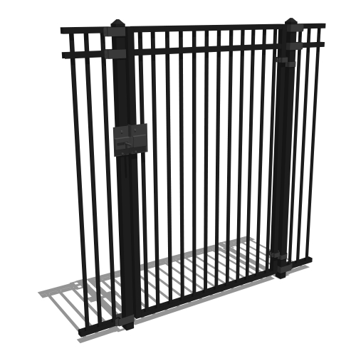 Gyms For Dogs - Doggie DVR Series Fence - Decorative Vertical Rail / Architectural Style Dog Park Fence - Entrance Gate with Self-Close Hinge and Latch