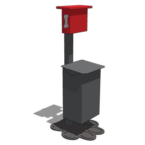The Paw Station Aluminum - DL-PWS100-FS: Exclusive Signature Decorative Pet Waste Station, FREE STANDING (FS)