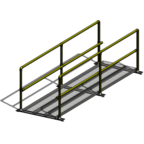 36" Wide Metalwalk®, 2 Sided Handrail, S-5™ Clamp, Perpendicular