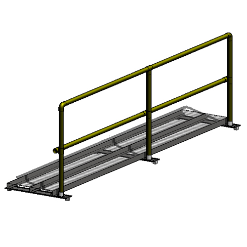 24" Wide Metalwalk®, 1 Sided Handrail, S-5™ Clamp, Perpendicular